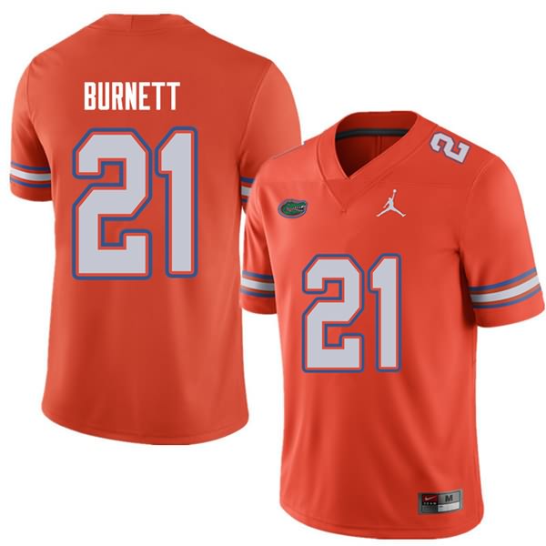 Men's NCAA Florida Gators McArthur Burnett #21 Stitched Authentic Jordan Brand Orange College Football Jersey TGR1865RC